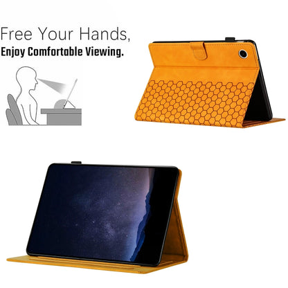 For Huawei MatePad T10 / T10S Honeycomb Embossed Leather Tablet Case(Yellow) by bashfashion