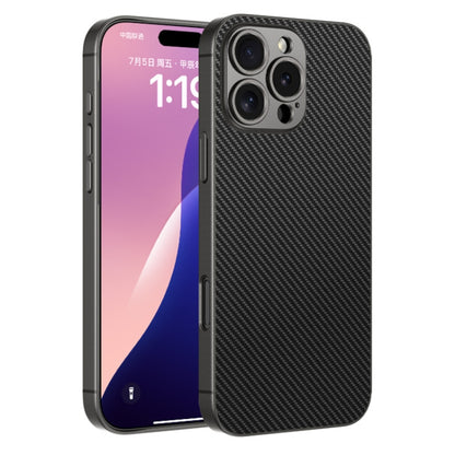 For iPhone 16 Pro Max GKK Metal Paint Skin Feel Leather Full Coverage Phone Case(Carbon Fibre) by GKK