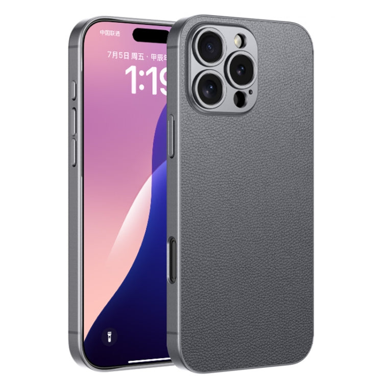 For iPhone 16 Pro GKK Metal Paint Skin Feel Leather Full Coverage Phone Case(Mountain Gray) by GKK