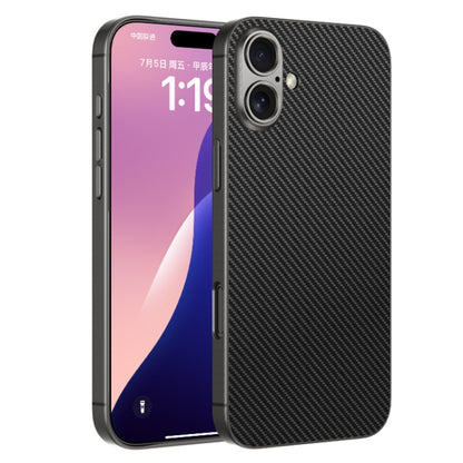 For iPhone 16 Plus GKK Metal Paint Skin Feel Leather Full Coverage Phone Case(Carbon Fibre) by GKK
