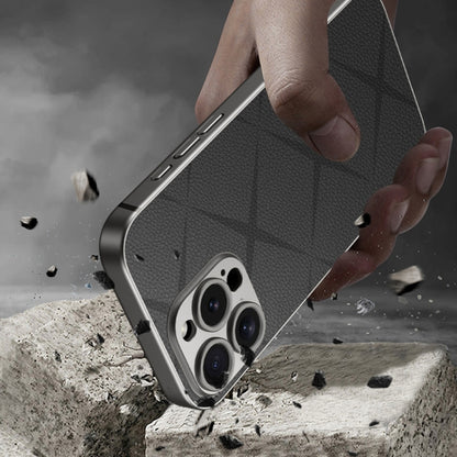 For iPhone 16 Pro Max GKK Asterism Metal Paint Skin Feel Leather Full Coverage Phone Case(Black) by GKK