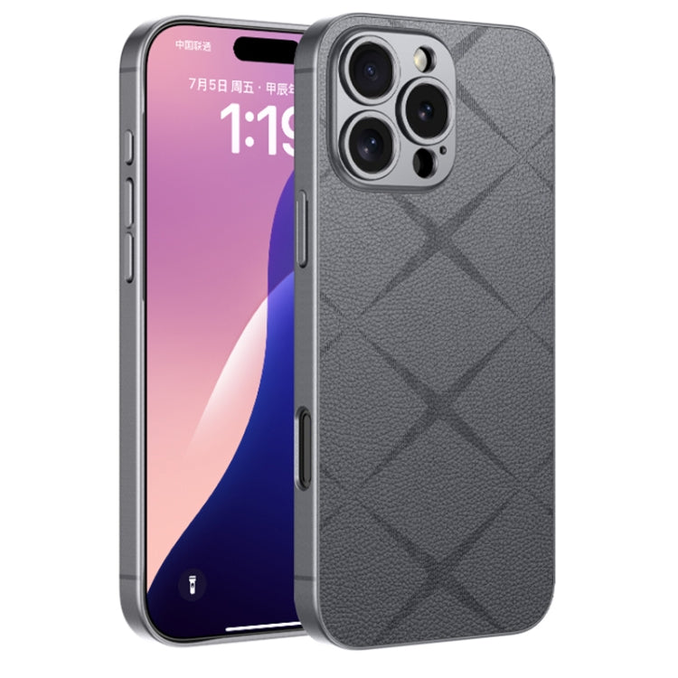 For iPhone 16 Pro GKK Asterism Metal Paint Skin Feel Leather Full Coverage Phone Case(Mountain Gray) by GKK