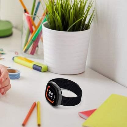 For Fitbit Ace LTE Nylon Loop Watch Band(Sand Pink) by bashfashion