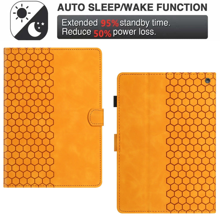 For Amazon Kindle Fire Max 11 Honeycomb Embossed Leather Smart Tablet Case(Yellow) by bashfashion
