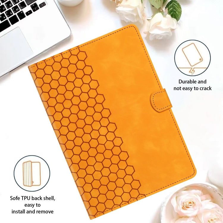 For Samsung Galaxy Tab A11+ / A9+ Honeycomb Embossed Leather Smart Tablet Case(Yellow) by bashfashion