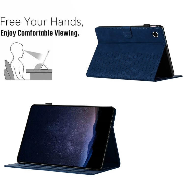 For Samsung Galaxy Tab A11+ / A9+ Honeycomb Embossed Leather Smart Tablet Case(Blue) by bashfashion