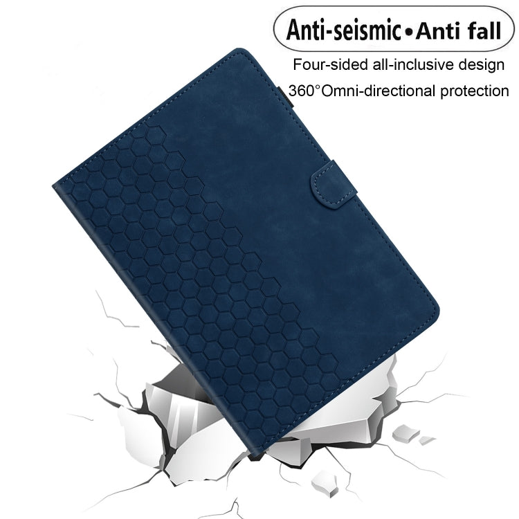 For Samsung Galaxy Tab A11+ / A9+ Honeycomb Embossed Leather Smart Tablet Case(Blue) by bashfashion