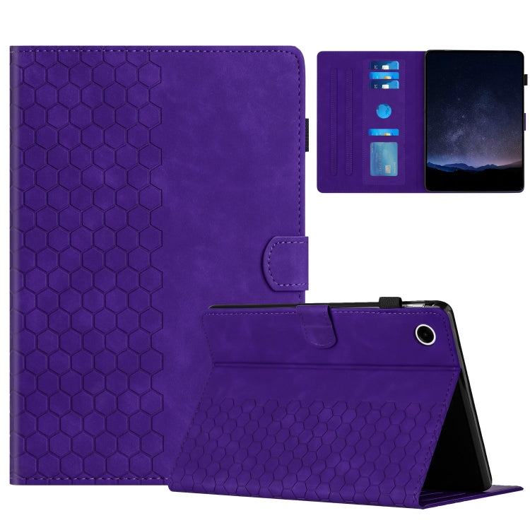 For Samsung Galaxy Tab A11+ / A9+ Honeycomb Embossed Leather Smart Tablet Case(Purple) by bashfashion