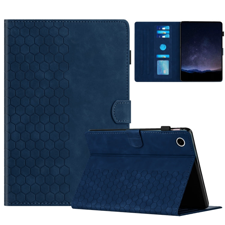 For Samsung Galaxy Tab A11 / A9 Honeycomb Embossed Leather Smart Tablet Case(Blue) by bashfashion