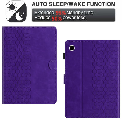 For Samsung Galaxy Tab A11 / A9 Honeycomb Embossed Leather Smart Tablet Case(Purple) by bashfashion