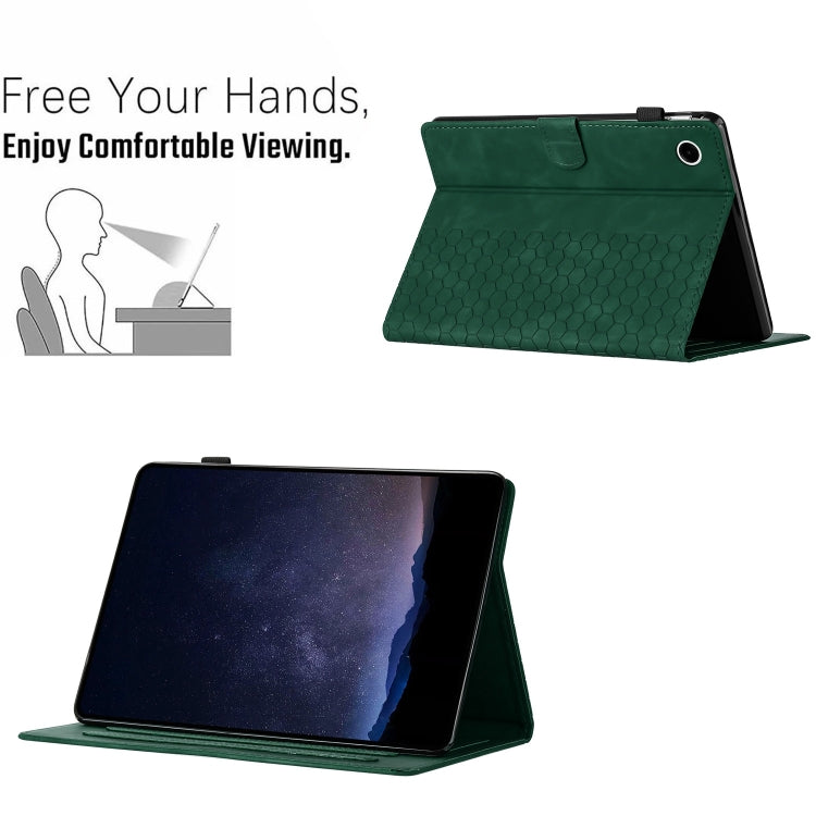 For Samsung Galaxy Tab A11 / A9 Honeycomb Embossed Leather Smart Tablet Case(Green) by bashfashion