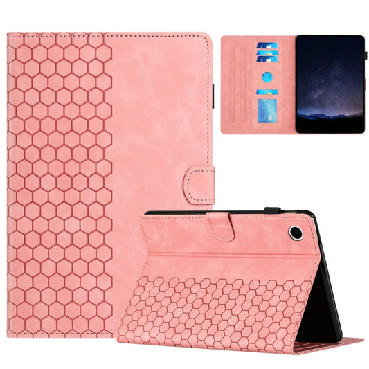For Samsung Galaxy Tab A11 / A9 Honeycomb Embossed Leather Smart Tablet Case(Pink) by bashfashion