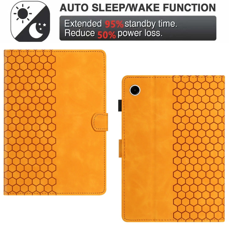 For Samsung Galaxy Tab A8 10.5 2021 X205 Honeycomb Embossed Leather Smart Tablet Case(Yellow) by bashfashion