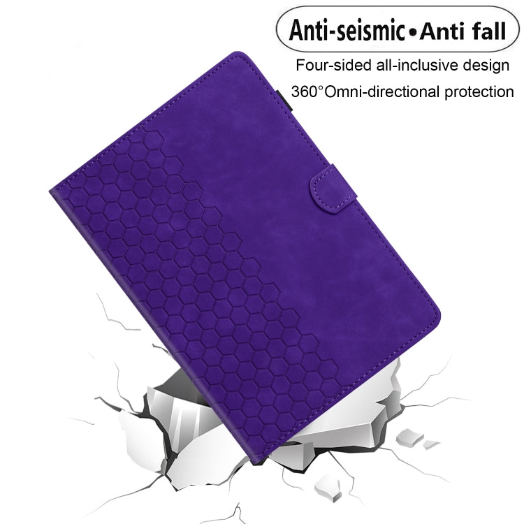 For Samsung Galaxy Tab A8 10.5 2021 X205 Honeycomb Embossed Leather Smart Tablet Case(Purple) by bashfashion