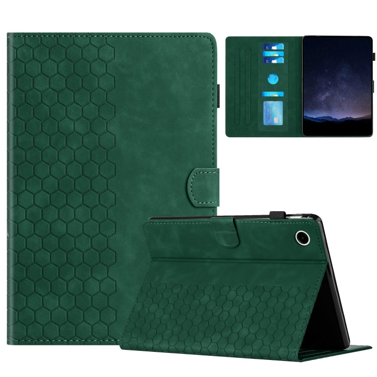 For Samsung Galaxy Tab A8 10.5 2021 X205 Honeycomb Embossed Leather Smart Tablet Case(Green) by bashfashion