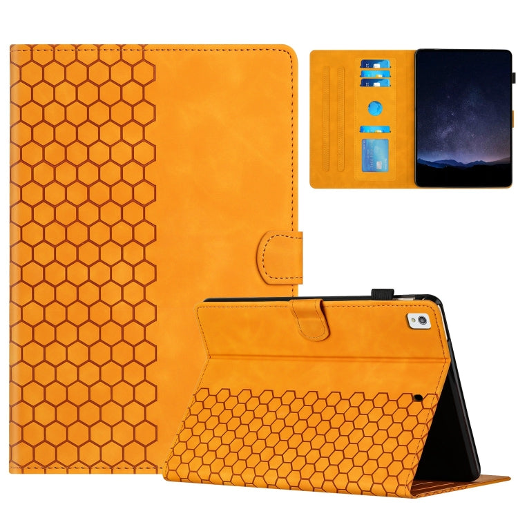 For Samsung Galaxy Tab A7 2020 T500 Honeycomb Embossed Leather Smart Tablet Case(Yellow) by bashfashion