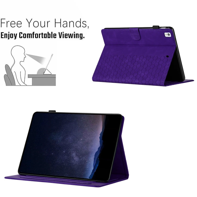 For Samsung Galaxy Tab A7 2020 T500 Honeycomb Embossed Leather Smart Tablet Case(Purple) by bashfashion