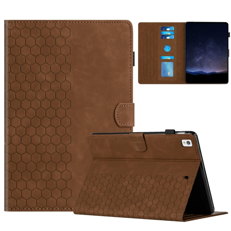 For Samsung Galaxy Tab A7 2020 T500 Honeycomb Embossed Leather Smart Tablet Case(Brown) by bashfashion