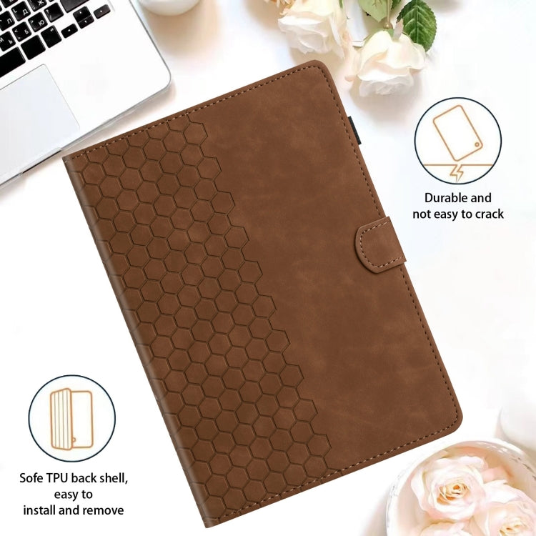 For Samsung Galaxy Tab A7 2020 T500 Honeycomb Embossed Leather Smart Tablet Case(Brown) by bashfashion