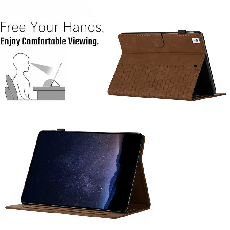 For Samsung Galaxy Tab A7 2020 T500 Honeycomb Embossed Leather Smart Tablet Case(Brown) by bashfashion