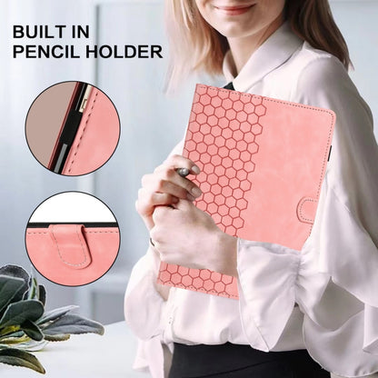 For Samsung Galaxy Tab A7 2020 T500 Honeycomb Embossed Leather Smart Tablet Case(Pink) by bashfashion