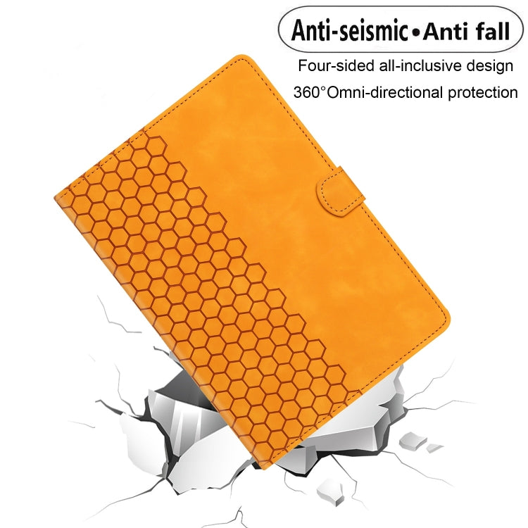 For Samsung Galaxy Tab S6 Lite P610 Honeycomb Embossed Leather Smart Tablet Case(Yellow) by bashfashion