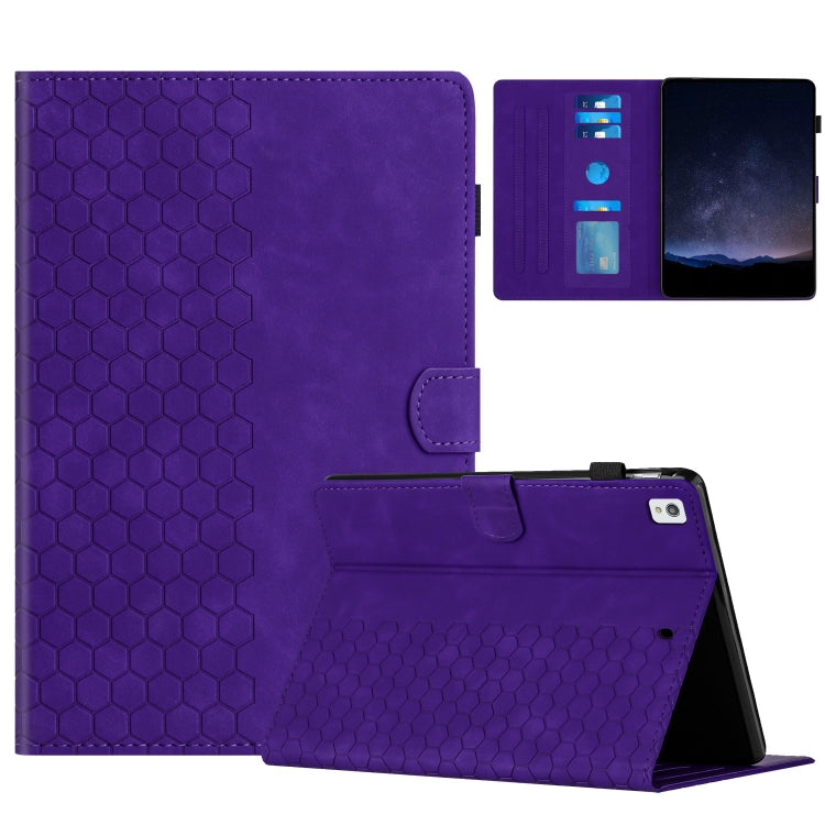 For Samsung Galaxy Tab S6 Lite P610 Honeycomb Embossed Leather Smart Tablet Case(Purple) by bashfashion