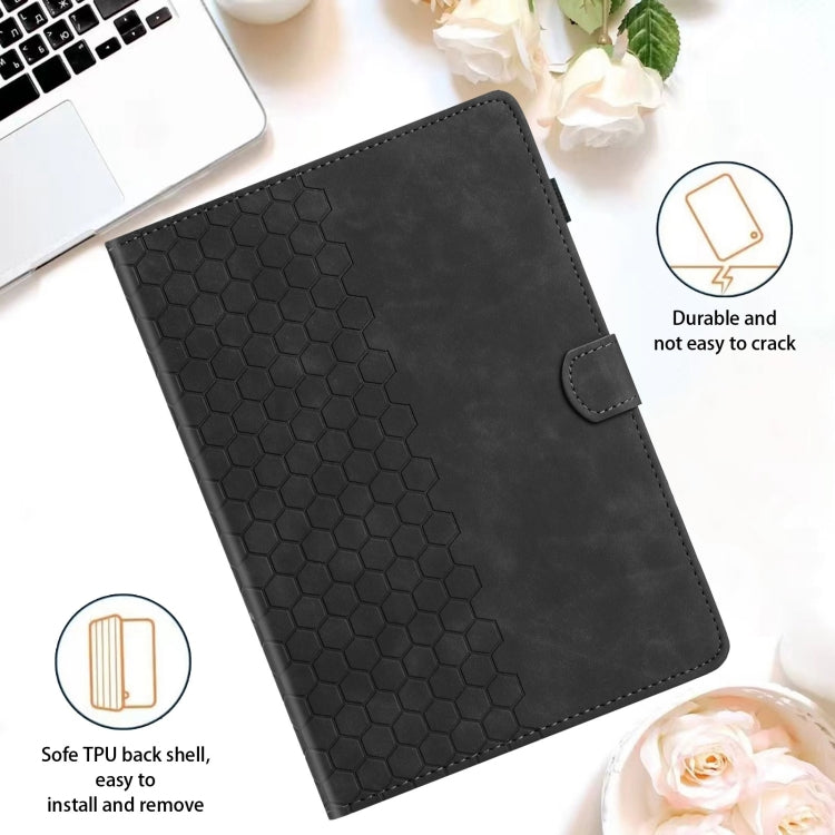 For Samsung Galaxy Tab S6 Lite P610 Honeycomb Embossed Leather Smart Tablet Case(Black) by bashfashion
