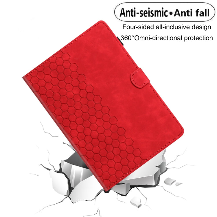 For Samsung Galaxy Tab S6 Lite P610 Honeycomb Embossed Leather Smart Tablet Case(Red) by bashfashion
