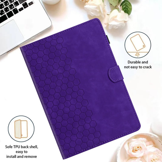 For Samsung Galaxy Tab A 10.1 2016 T580 Honeycomb Embossed Leather Smart Tablet Case(Purple) by bashfashion