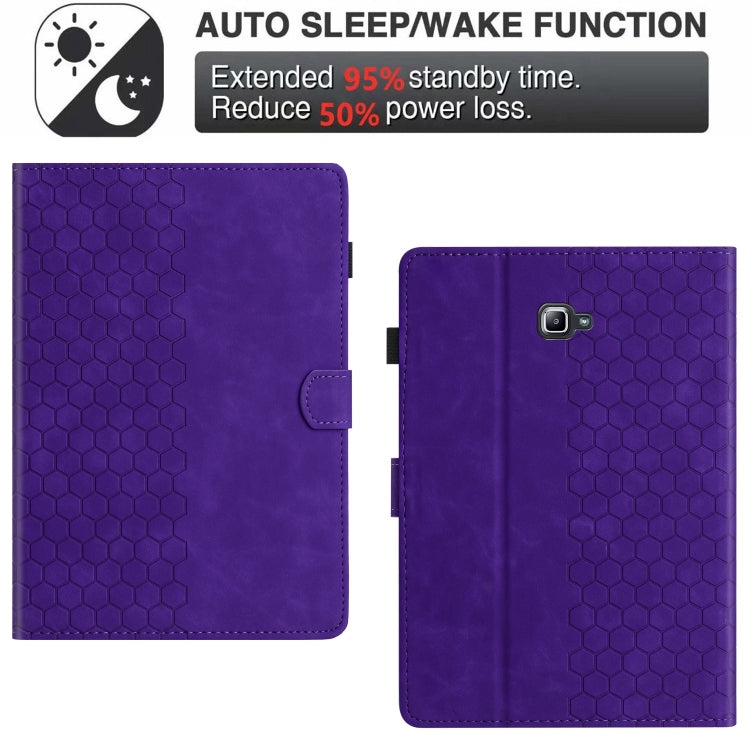 For Samsung Galaxy Tab A 10.1 2016 T580 Honeycomb Embossed Leather Smart Tablet Case(Purple) by bashfashion