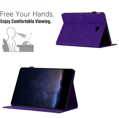 For Samsung Galaxy Tab A 10.1 2016 T580 Honeycomb Embossed Leather Smart Tablet Case(Purple) by bashfashion