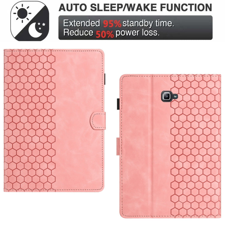 For Samsung Galaxy Tab A 10.1 2016 T580 Honeycomb Embossed Leather Smart Tablet Case(Pink) by bashfashion