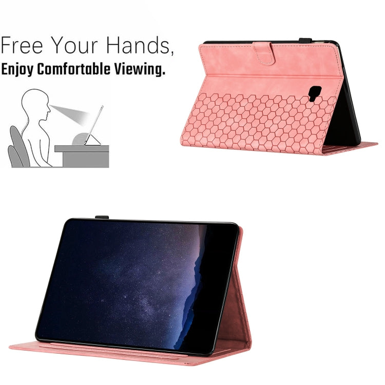 For Samsung Galaxy Tab A 10.1 2016 T580 Honeycomb Embossed Leather Smart Tablet Case(Pink) by bashfashion