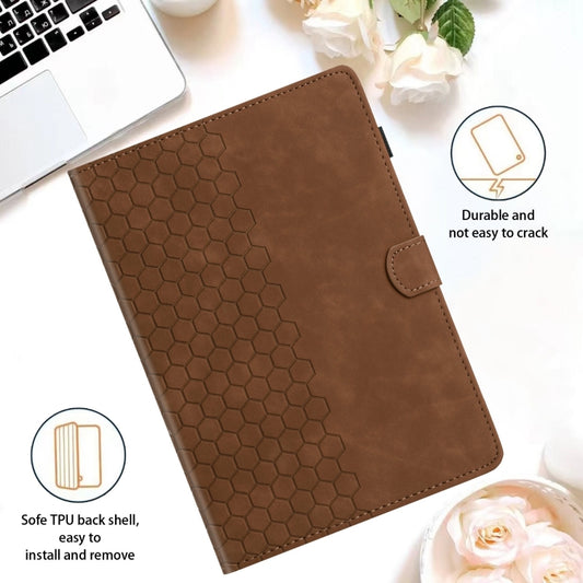 For Samsung Galaxy Tab A7 Lite T220 Honeycomb Embossed Leather Tablet Case(Brown) by bashfashion