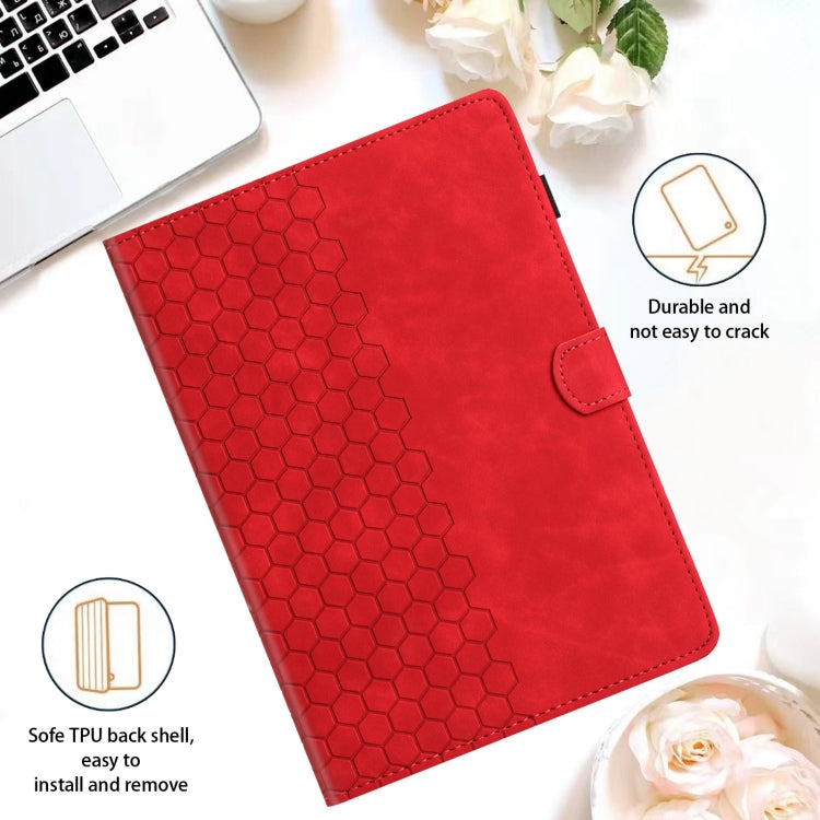 For Samsung Galaxy Tab A7 Lite T220 Honeycomb Embossed Leather Tablet Case(Red) by bashfashion