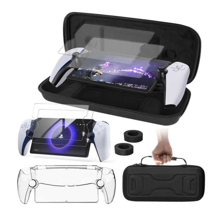 For Sony PlayStation Portal Portable Game Console Storage Bag Kits(Black) by bashfashion