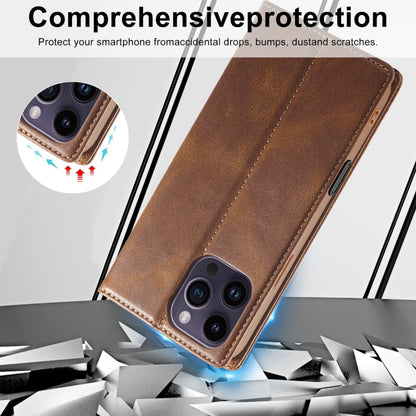 For iPhone 16 Pro LC.IMEEKE RFID Anti-theft Leather Phone Case(Brown) by LC.IMEEKE