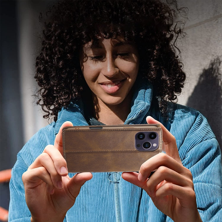 For iPhone 16 Pro LC.IMEEKE RFID Anti-theft Leather Phone Case(Brown) by LC.IMEEKE