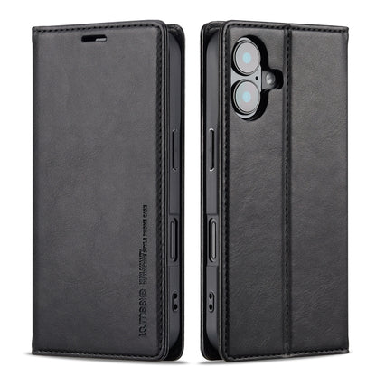 For iPhone 16 Plus LC.IMEEKE RFID Anti-theft Leather Phone Case(Black) by LC.IMEEKE