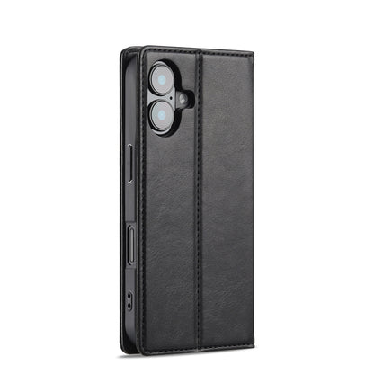 For iPhone 16 LC.IMEEKE RFID Anti-theft Leather Phone Case(Black) by LC.IMEEKE