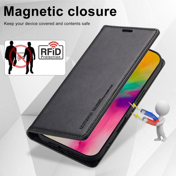 For iPhone 16 LC.IMEEKE RFID Anti-theft Leather Phone Case(Black) by LC.IMEEKE