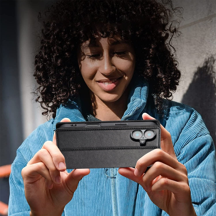 For iPhone 16 LC.IMEEKE RFID Anti-theft Leather Phone Case(Black) by LC.IMEEKE