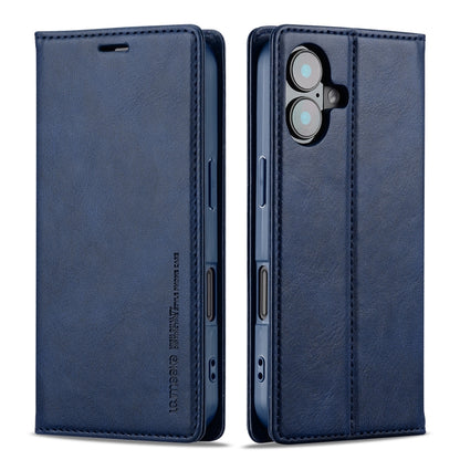 For iPhone 16 LC.IMEEKE RFID Anti-theft Leather Phone Case(Blue) by LC.IMEEKE