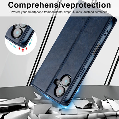 For iPhone 16 LC.IMEEKE RFID Anti-theft Leather Phone Case(Blue) by LC.IMEEKE