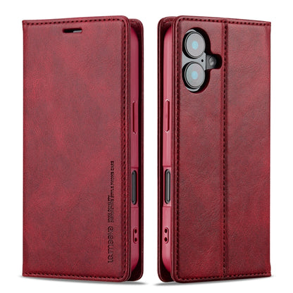 For iPhone 16 LC.IMEEKE RFID Anti-theft Leather Phone Case(Red) by LC.IMEEKE