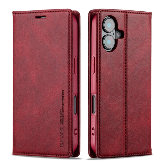 For iPhone 16 LC.IMEEKE RFID Anti-theft Leather Phone Case(Red) by LC.IMEEKE