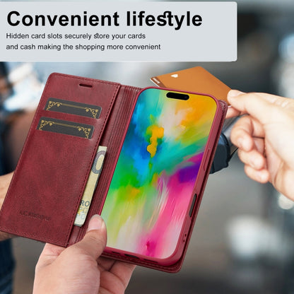 For iPhone 16 LC.IMEEKE RFID Anti-theft Leather Phone Case(Red) by LC.IMEEKE