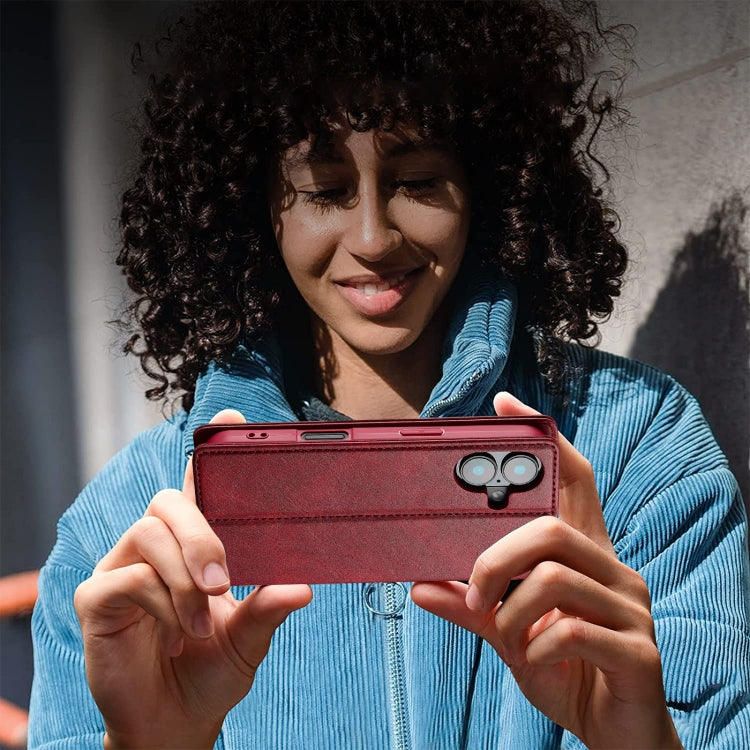 For iPhone 16 LC.IMEEKE RFID Anti-theft Leather Phone Case(Red) by LC.IMEEKE