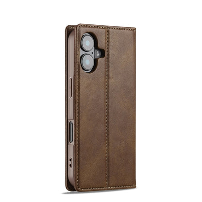 For iPhone 16 LC.IMEEKE RFID Anti-theft Leather Phone Case(Brown) by LC.IMEEKE